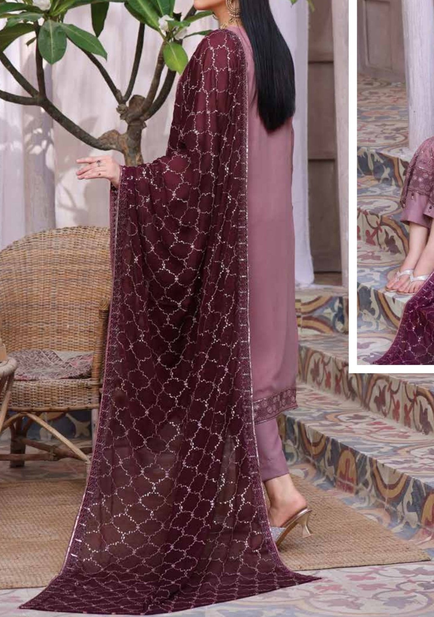 Bin Hameed Zalfaa Luxury Embroidered Chiffon Dress - db27855