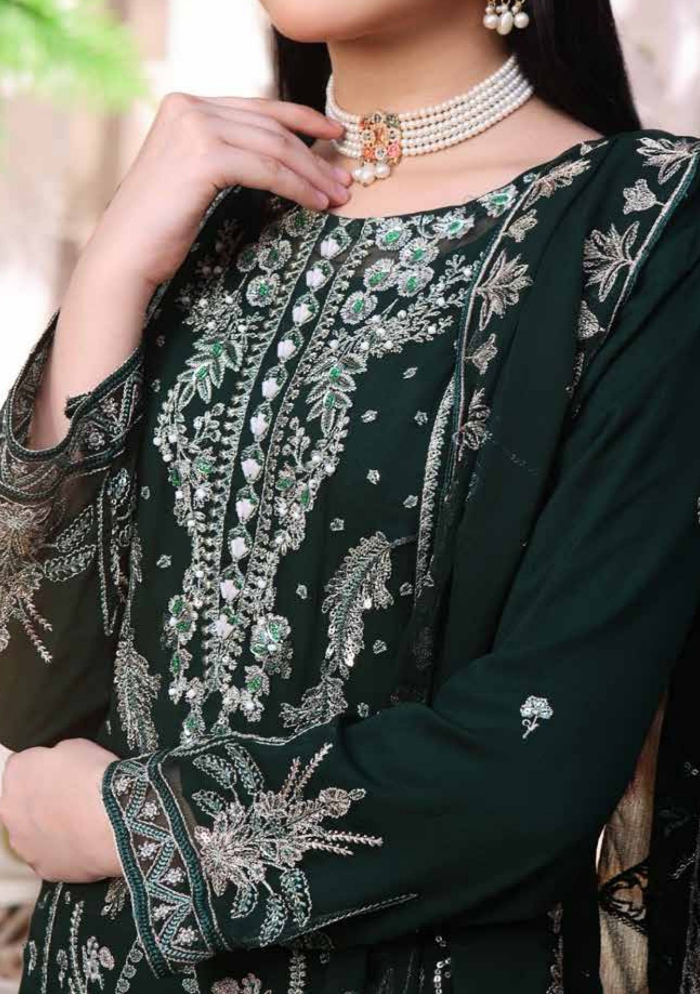 Bin Hameed Zalfaa Luxury Embroidered Chiffon Dress - db27852