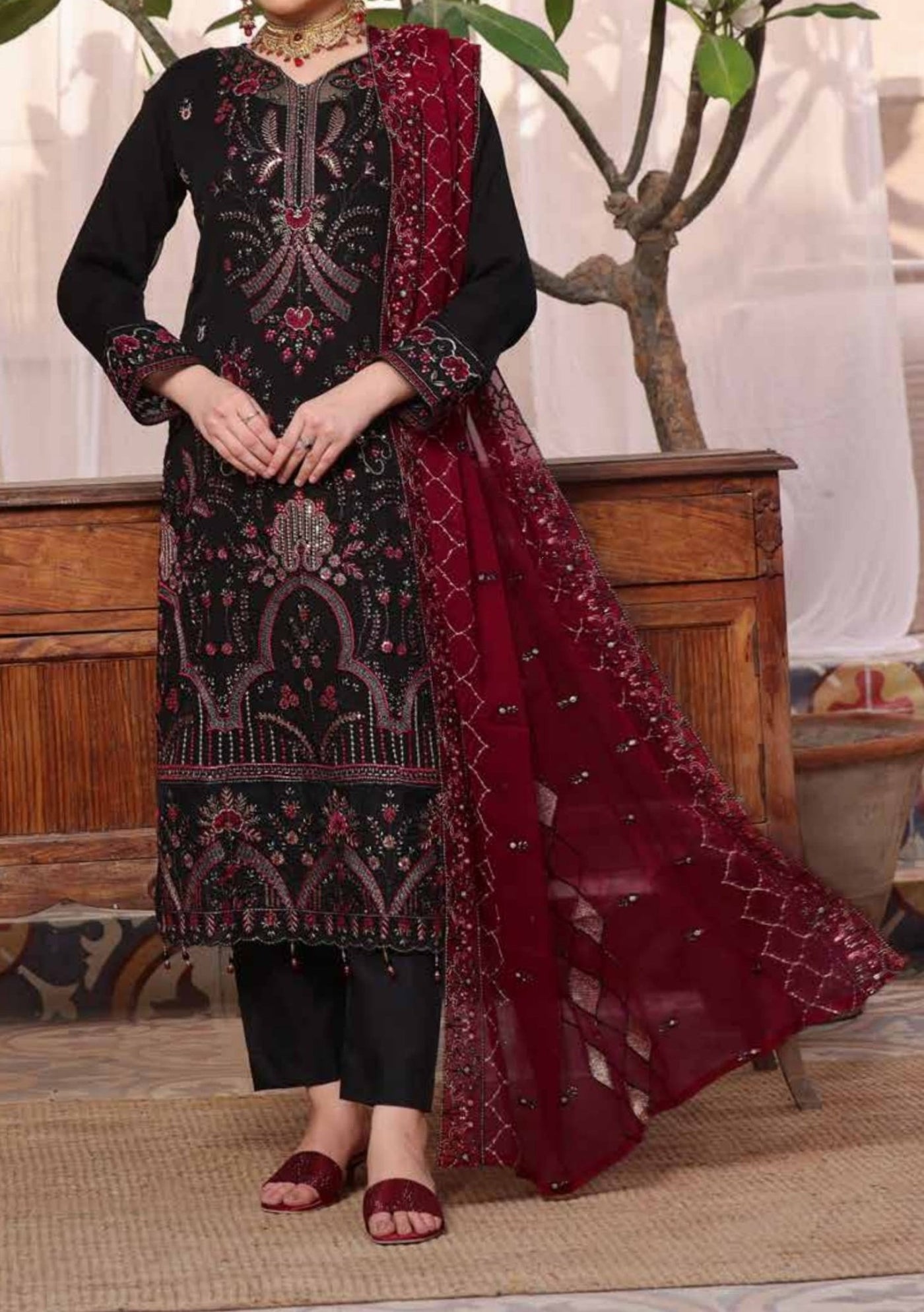 Bin Hameed Zalfaa Luxury Embroidered Chiffon Dress - db27860