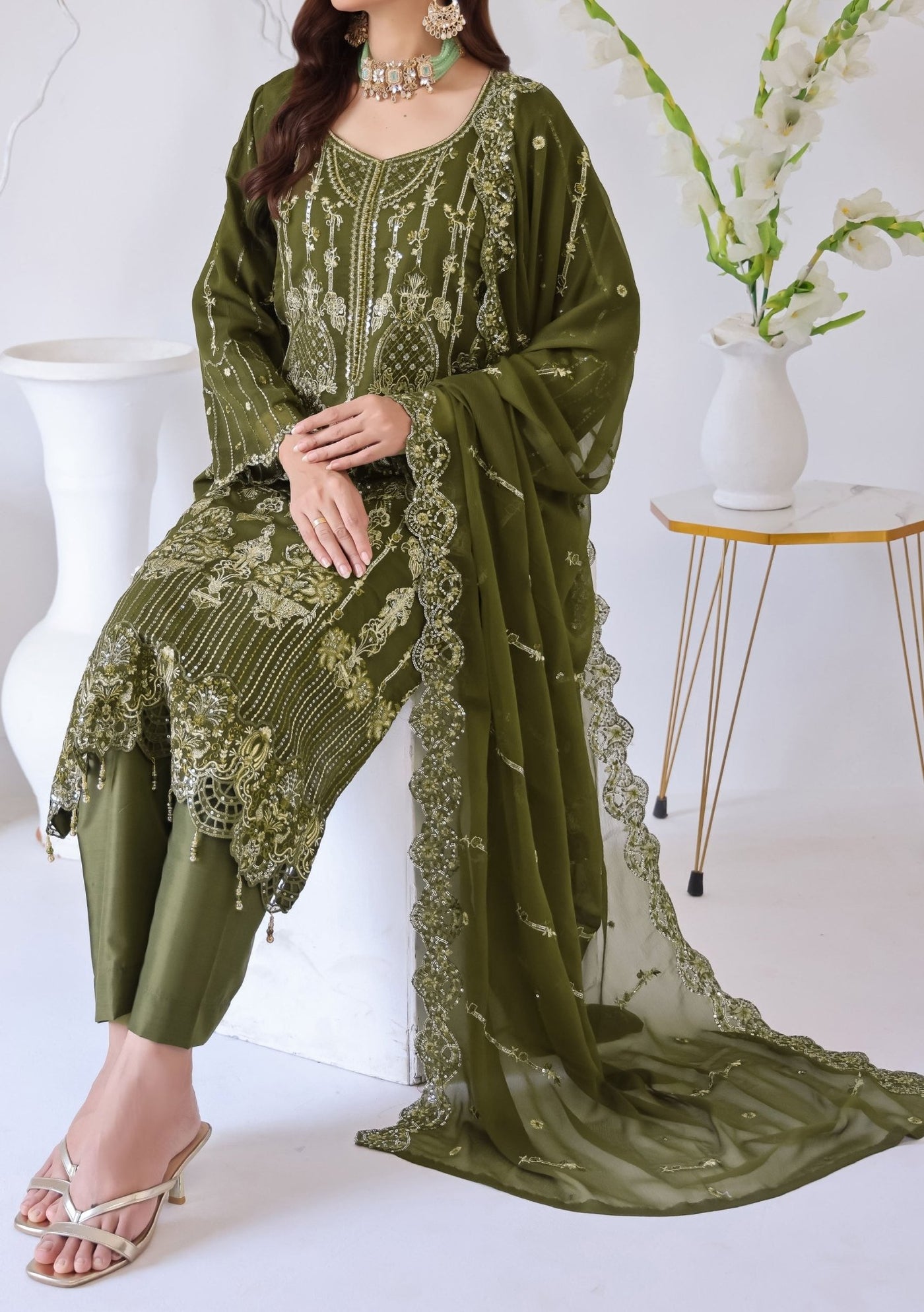 Bin Hameed Zhikar Luxury Embroidered Chiffon Dress - db27936