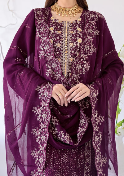 Bin Hameed Zhikar Luxury Embroidered Chiffon Dress - db27931