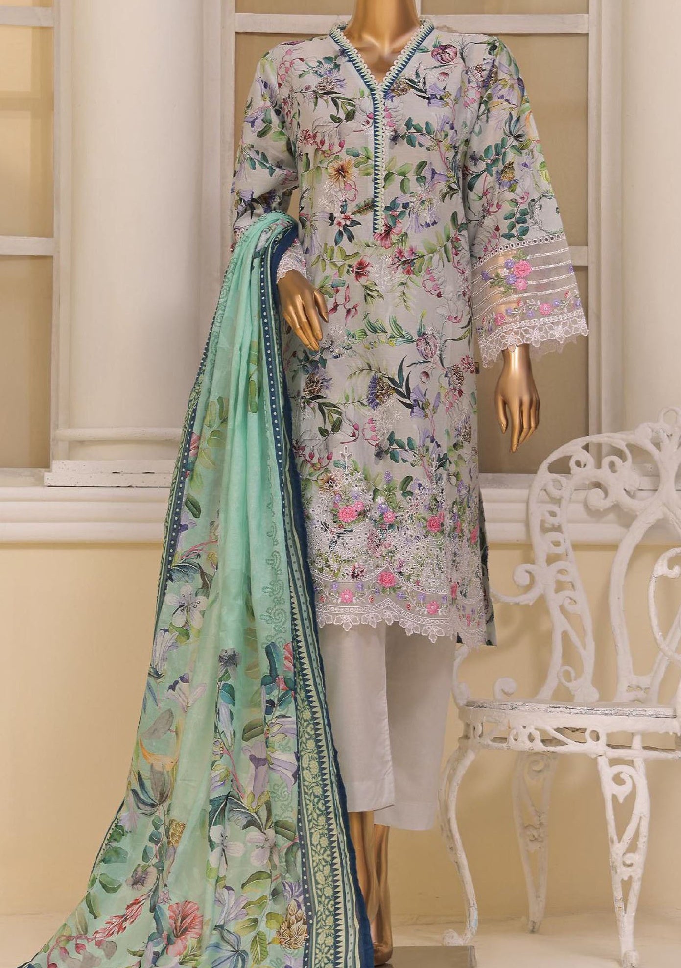 Bin Saeed Ready Made Embroidered Chikankari Dress - db29385