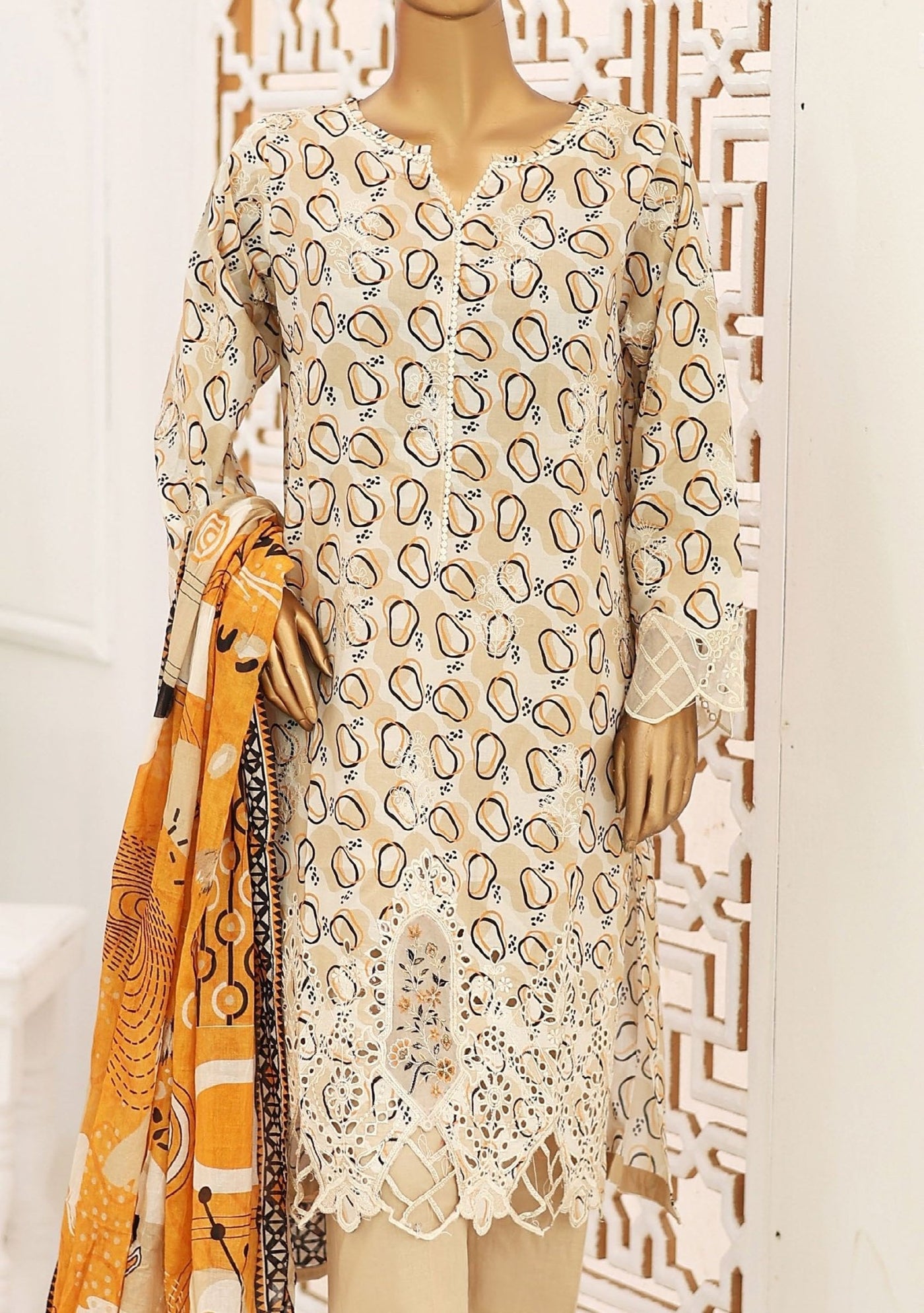 Bin Saeed Ready Made Embroidered Cotton Dress - db26758