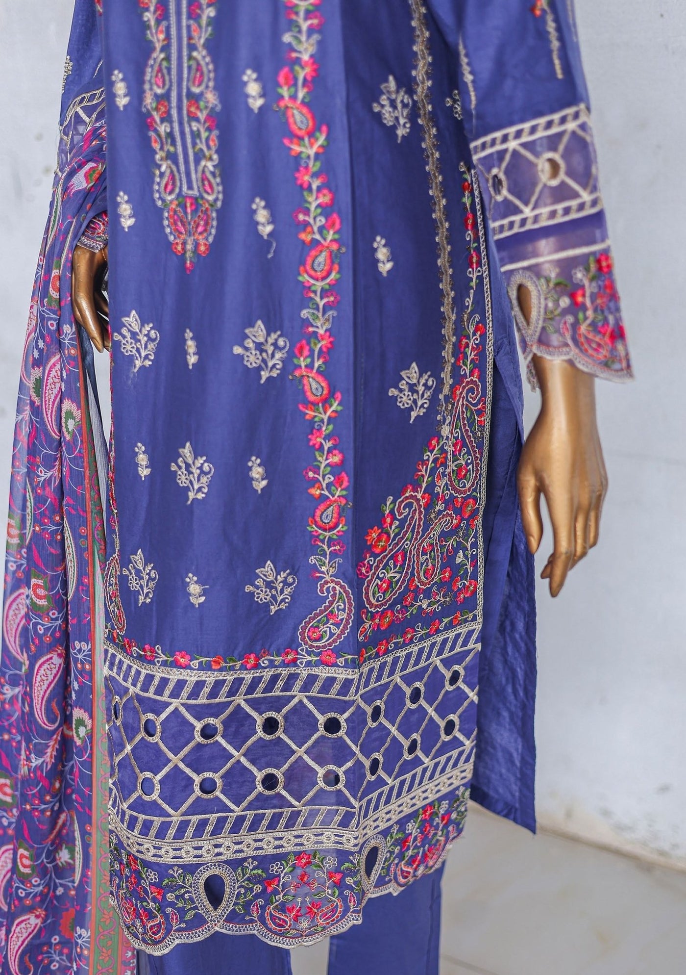 Bin Saeed Ready Made Embroidered Cotton Dress - db27383