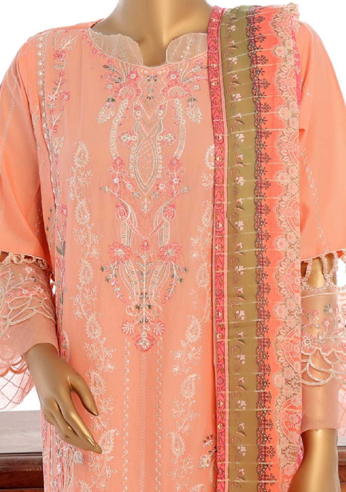 Bin Saeed Ready Made Embroidered Cotton Dress - db28739