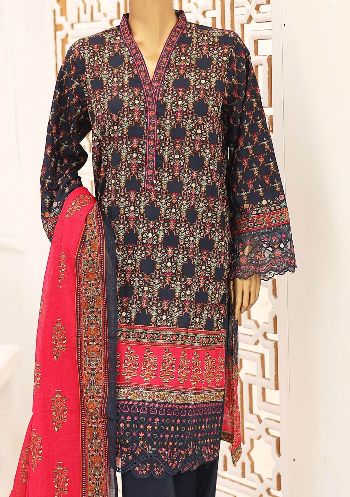 Bin Saeed Ready Made Embroidered Cotton Dress - db26757