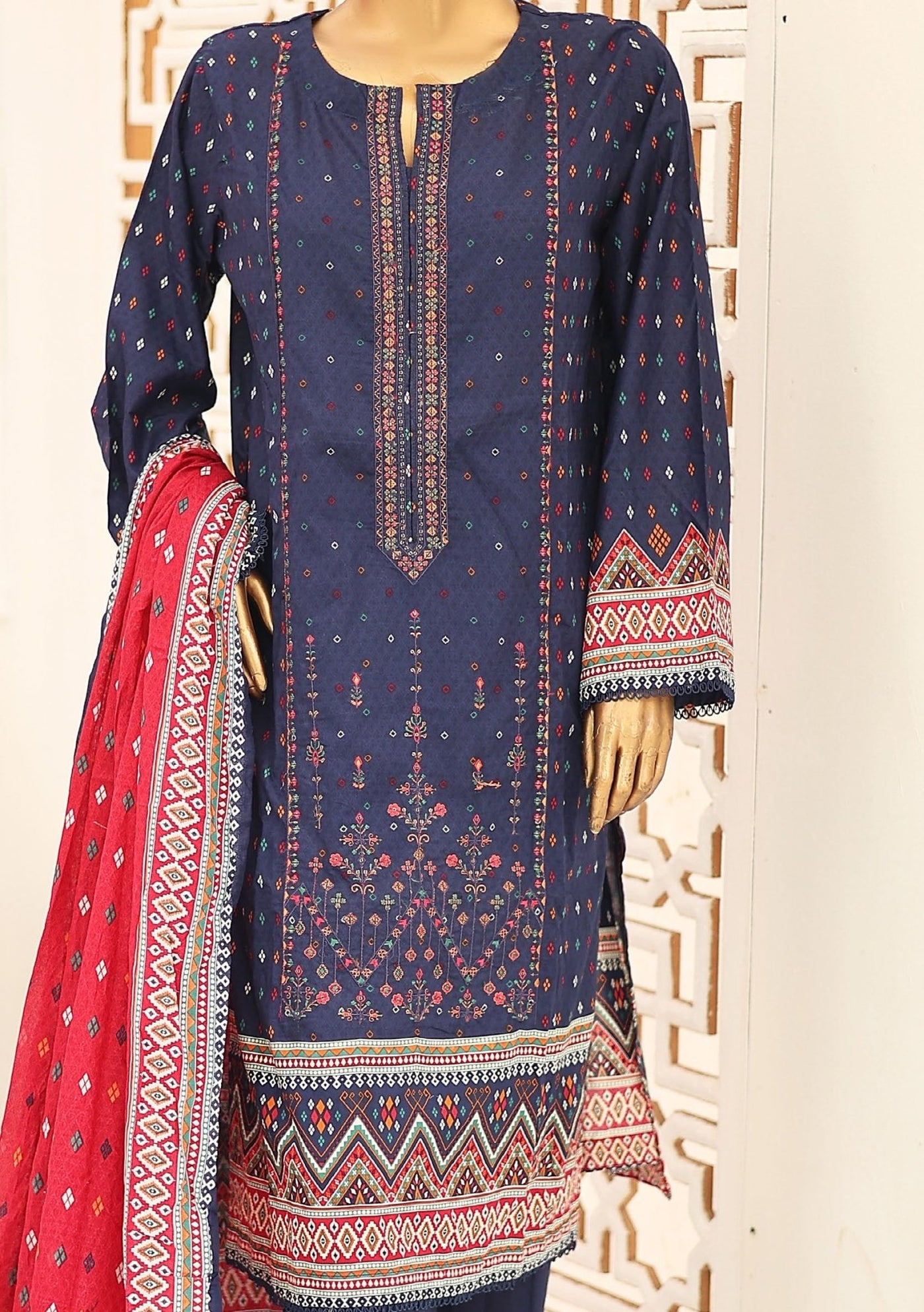 Bin Saeed Ready Made Embroidered Cotton Dress - db26759