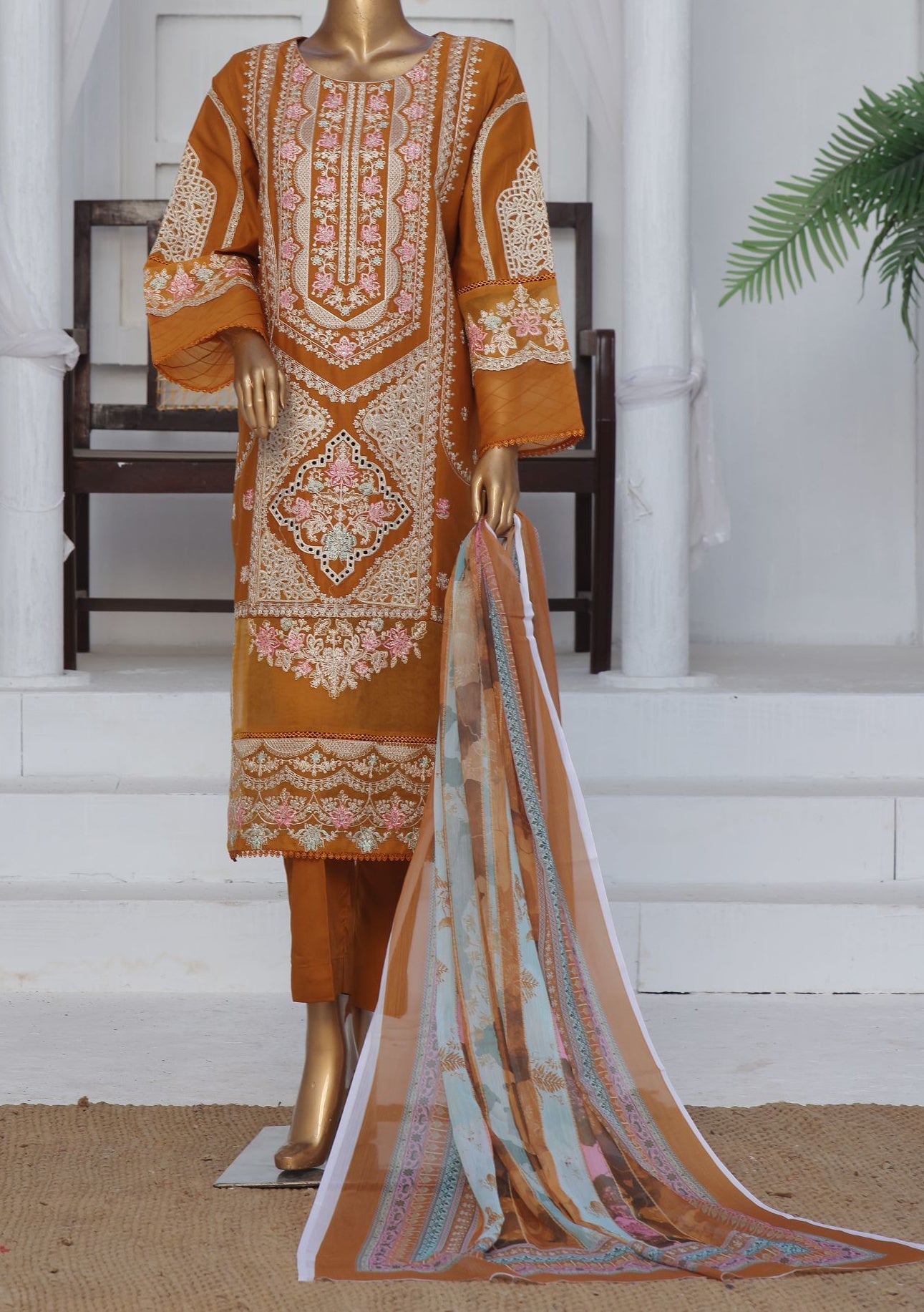 Bin Saeed Ready Made Embroidered Cotton Dress - db27840