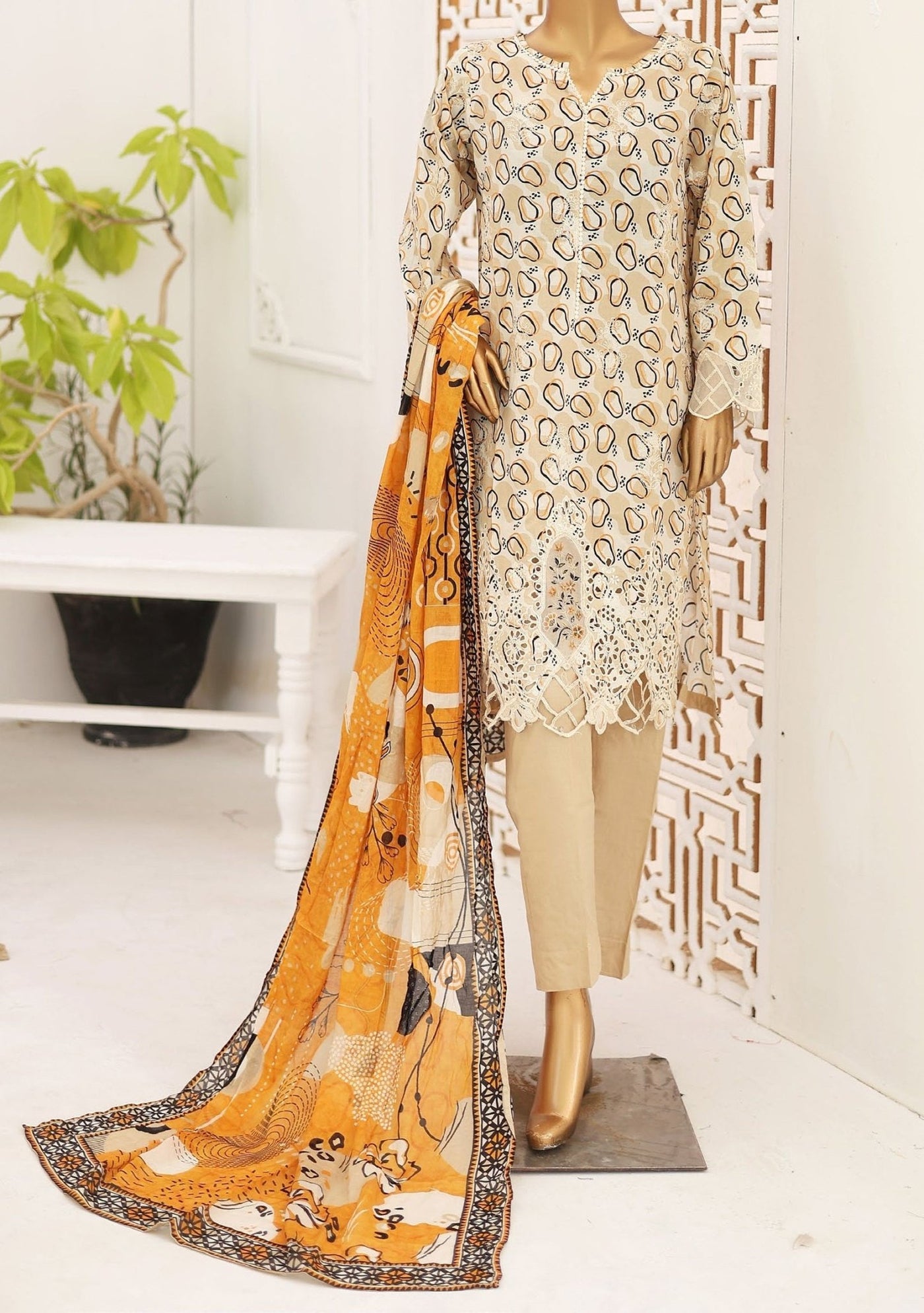 Bin Saeed Ready Made Embroidered Cotton Dress - db26758