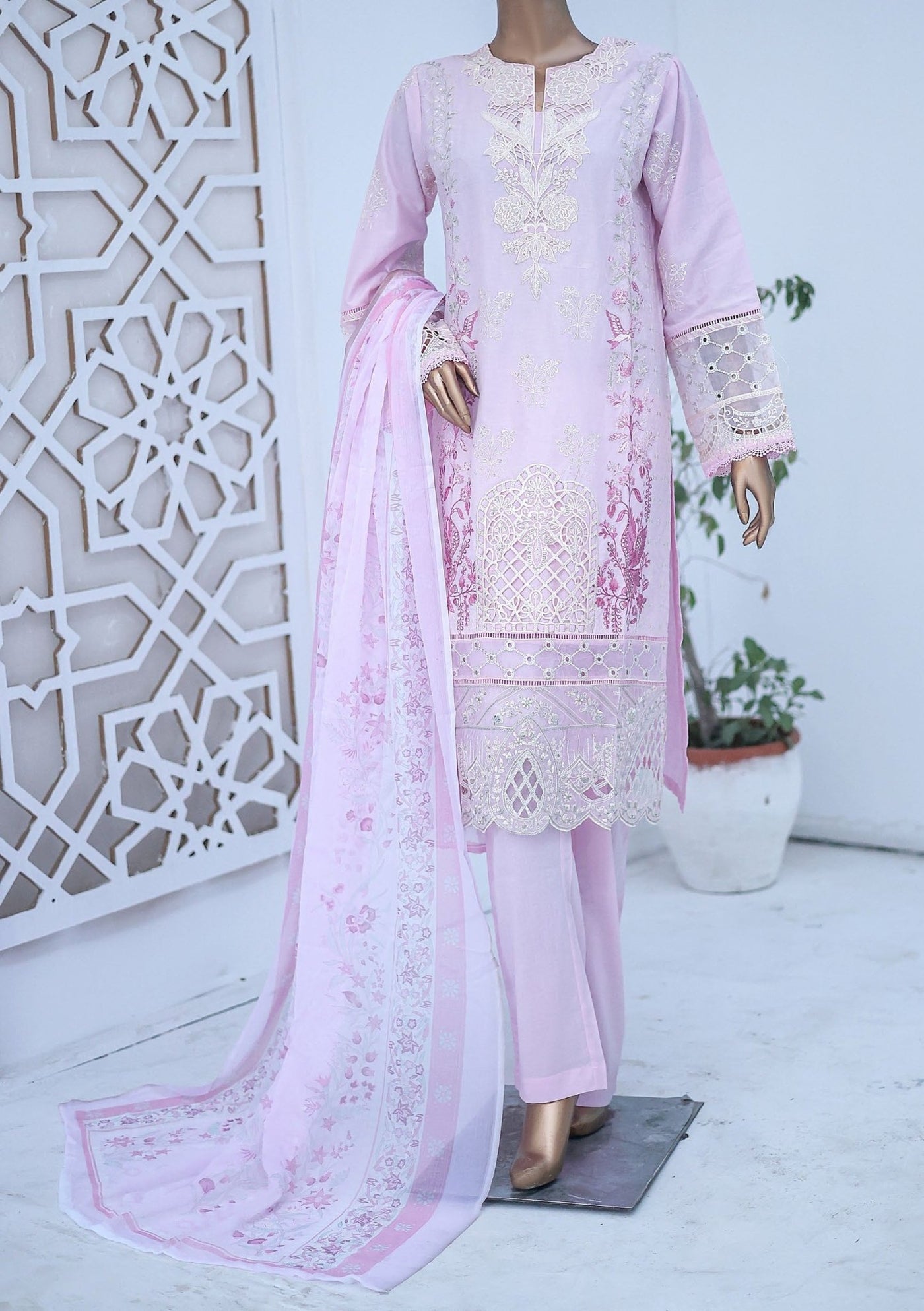 Bin Saeed Ready Made Embroidered Cotton Dress - db27121