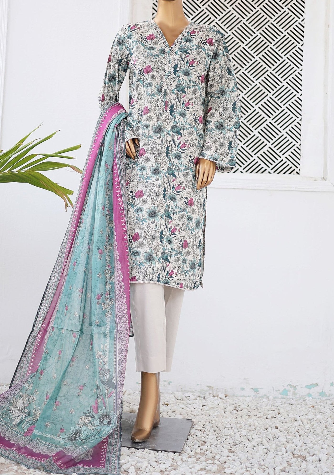 Bin Saeed Ready Made Printed Lawn Dress - db26234