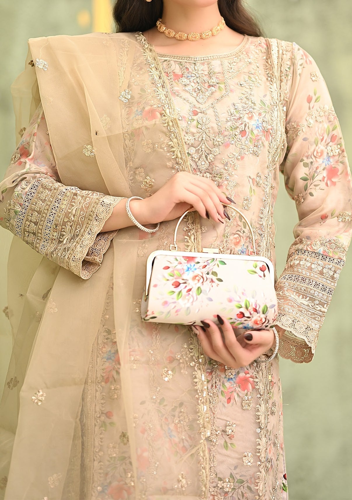 Bint - E - Noor Eshaline Embroidered Organza Dress - db29919