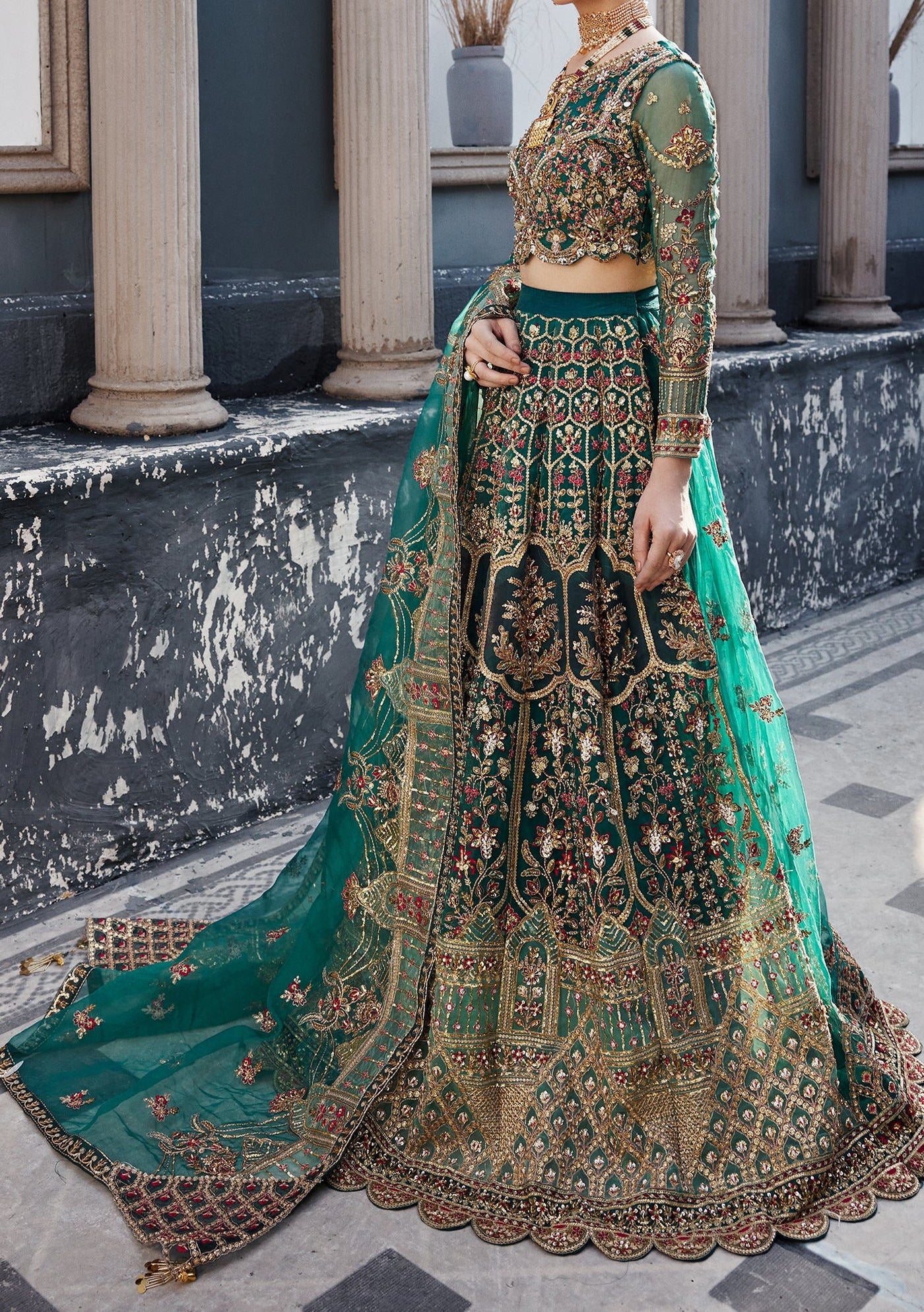 Emaan Adeel Pakistani Organza Lehenga Choli - db26854