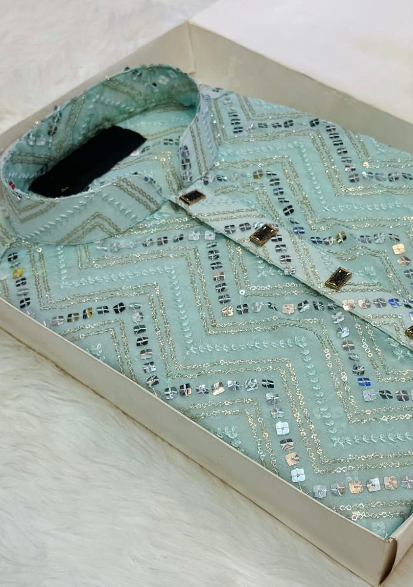 Embroidered Georgette Sequence Panjabi - db29274