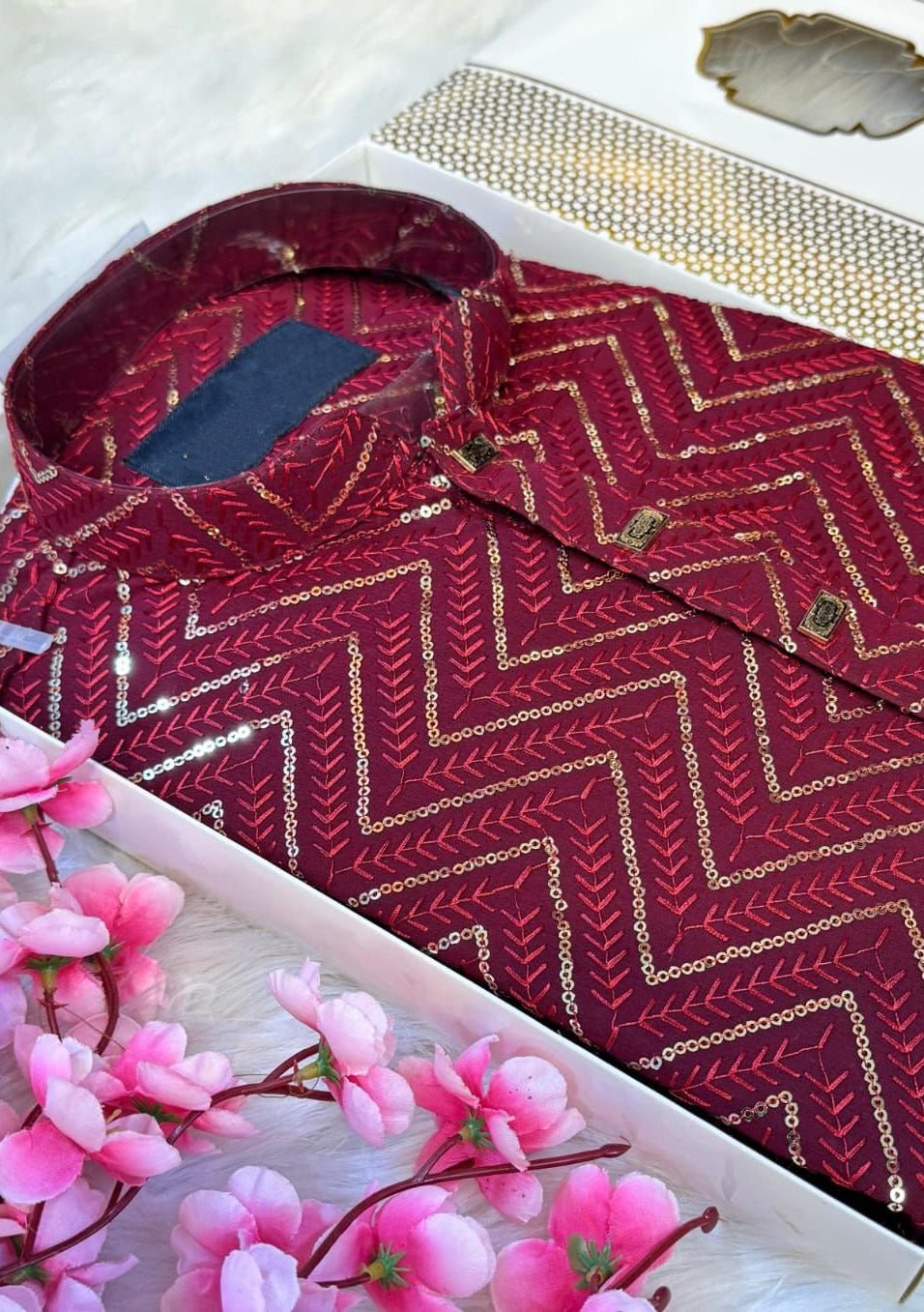 Embroidered Georgette Sequence Panjabi - db29279