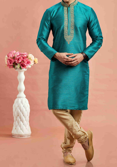 Embroidered Party Wear Jacquard Kurta Pajama Set - db28816