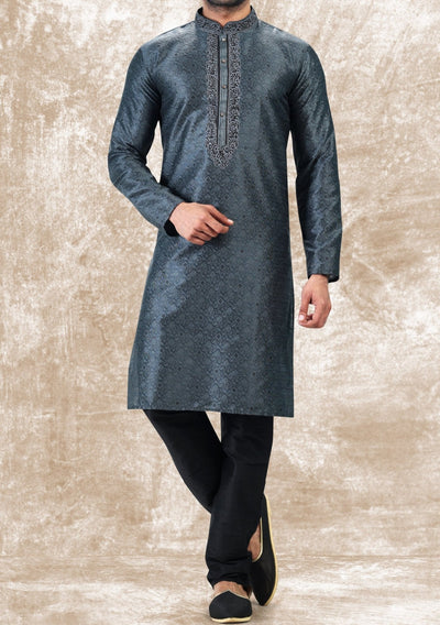 Embroidered Party Wear Jacquard Kurta Pajama Set - db25781