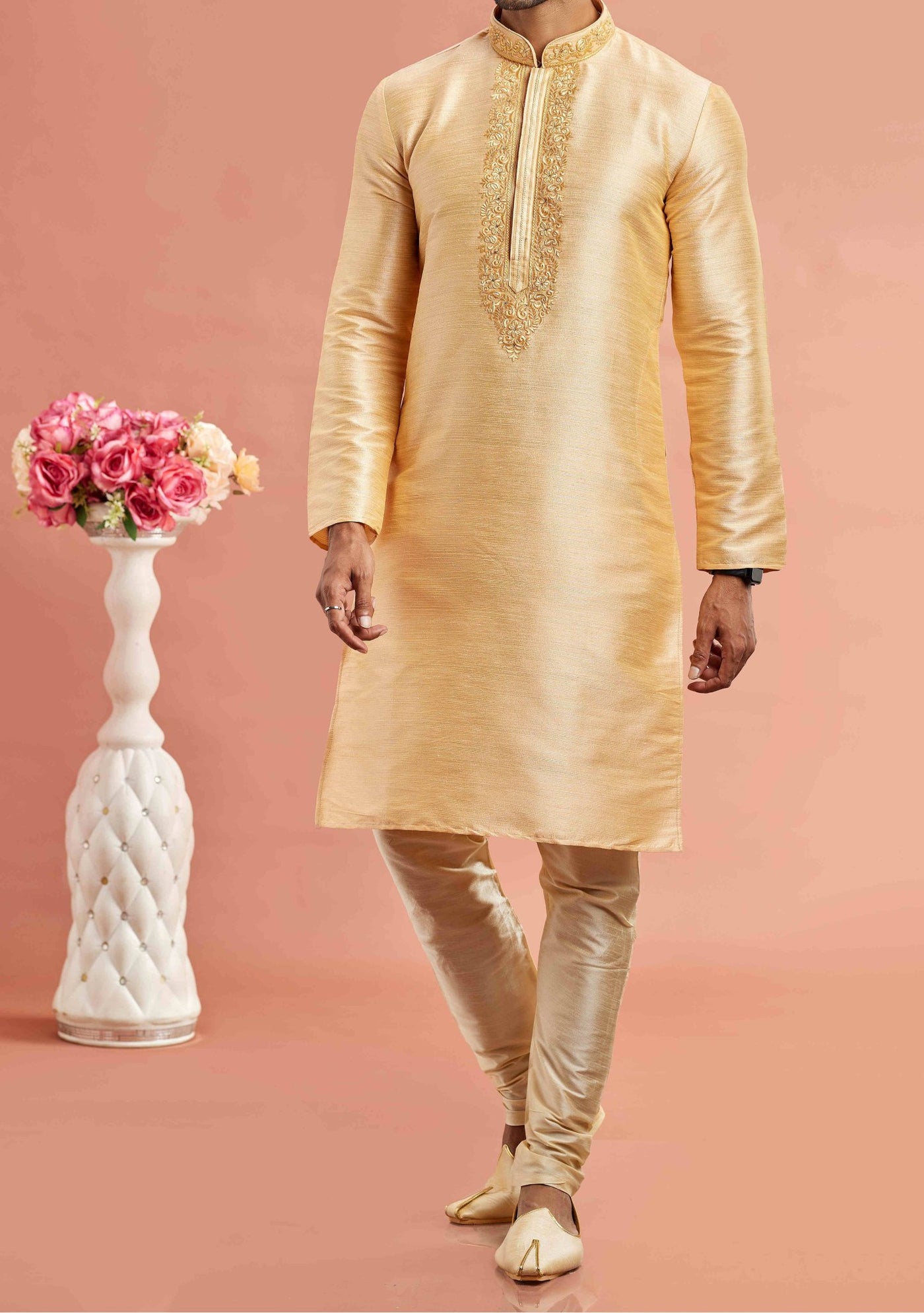 Embroidered Party Wear Jacquard Kurta Pajama Set - db28817