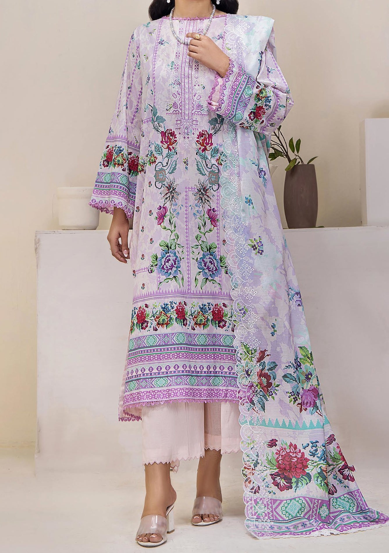 Gulljee Mahajal Ready Made Embroidered Lawn Dress - db26177