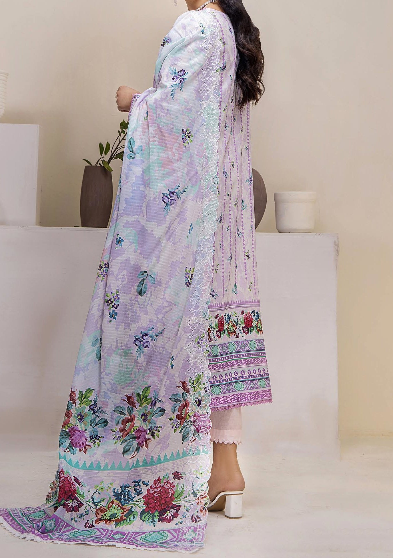 Gulljee Mahajal Ready Made Embroidered Lawn Dress - db26177