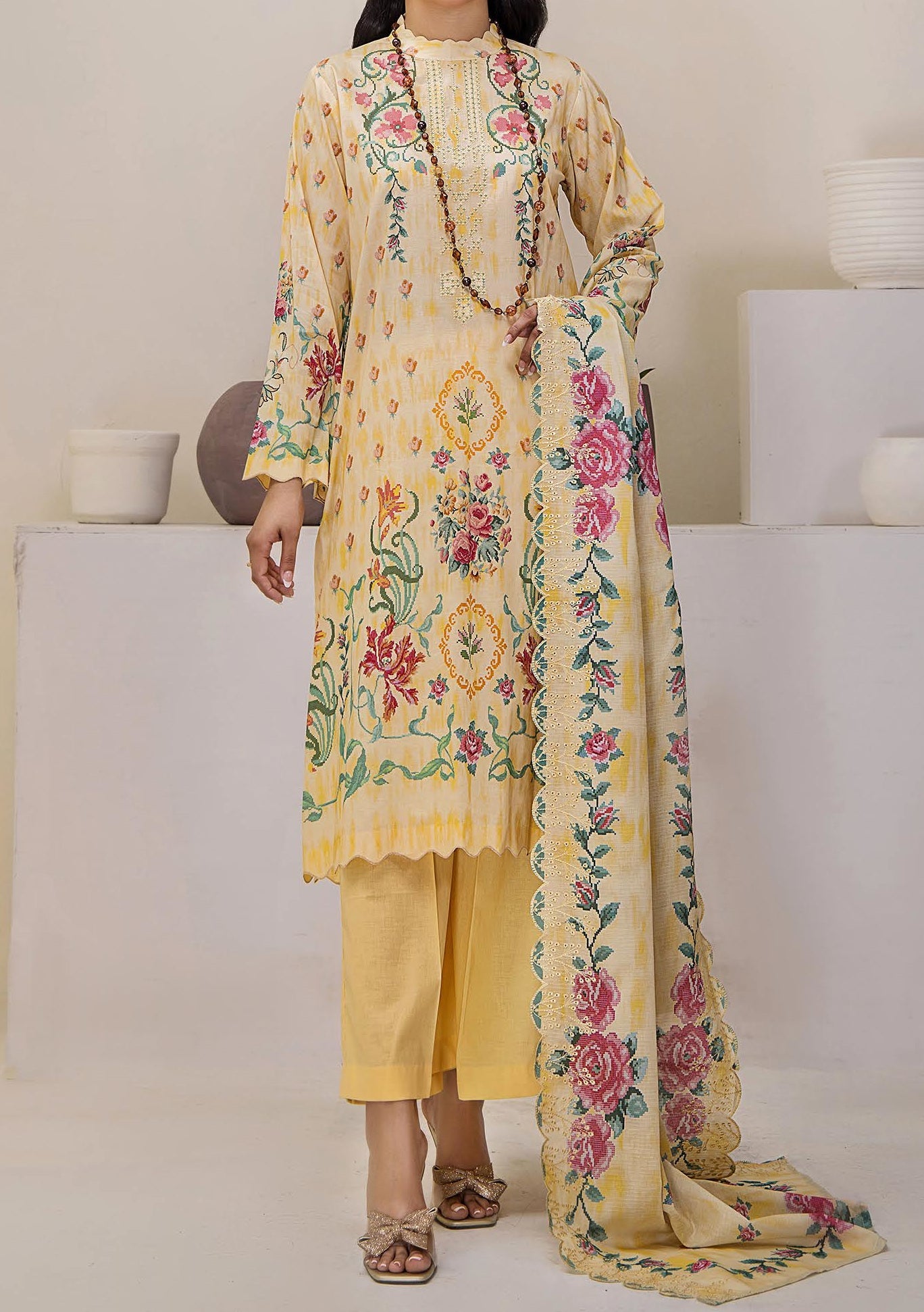 Gulljee Mahajal Ready Made Embroidered Lawn Dress - db26180