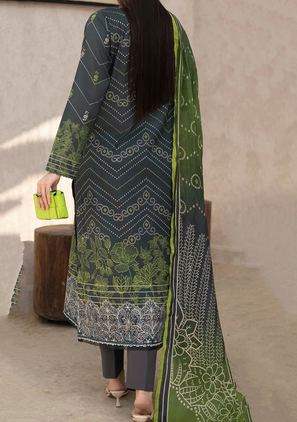 Gulljee Morja Ready Made Embroidered Printed Lawn - db26580