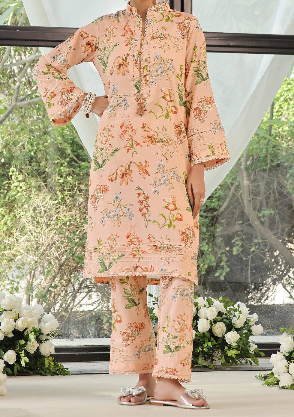 Guzel Zinnia Co ords Ready Made Printed Lawn Dress - db26621