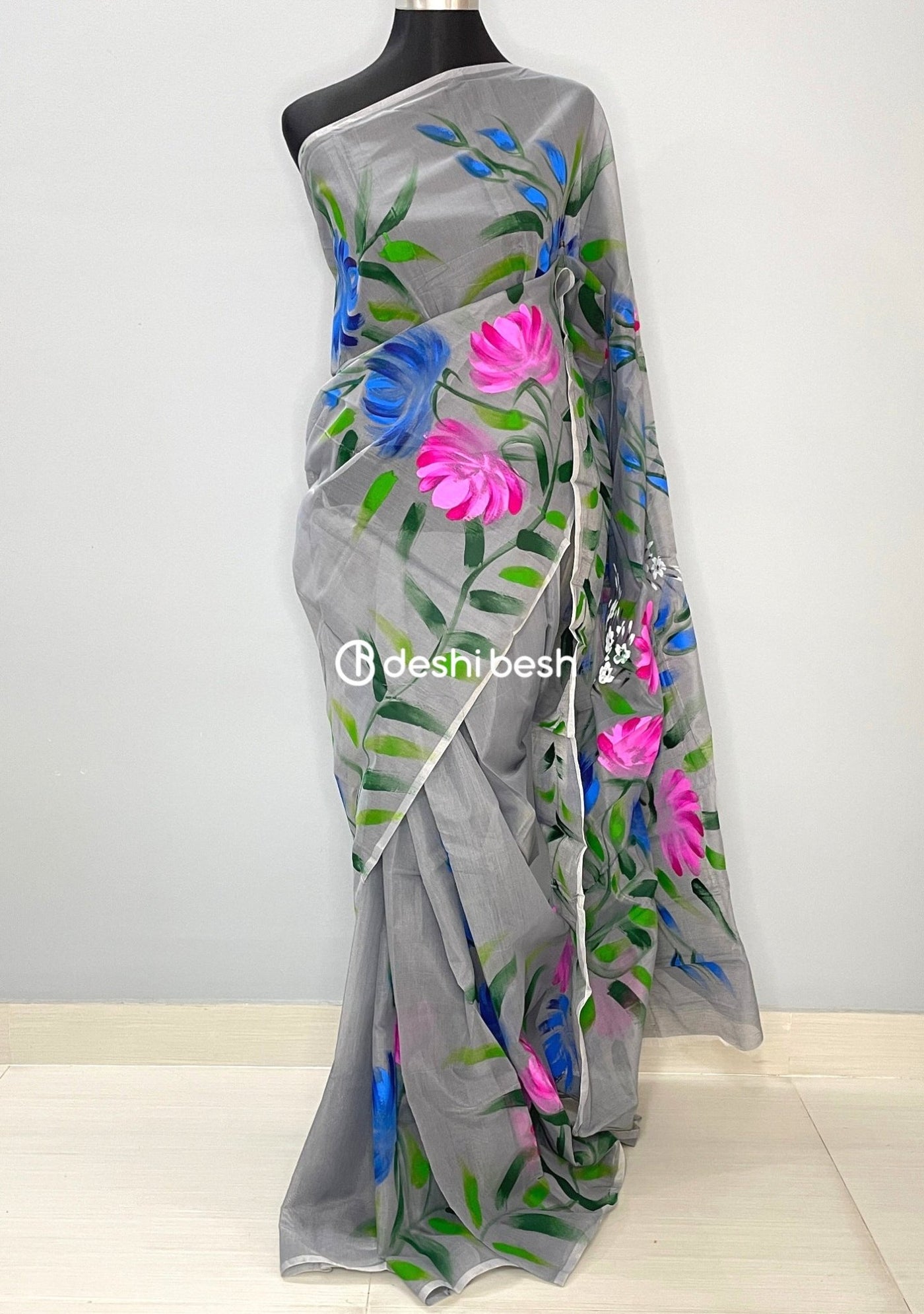 Hand Painted Mixed Cotton Saree - db26040