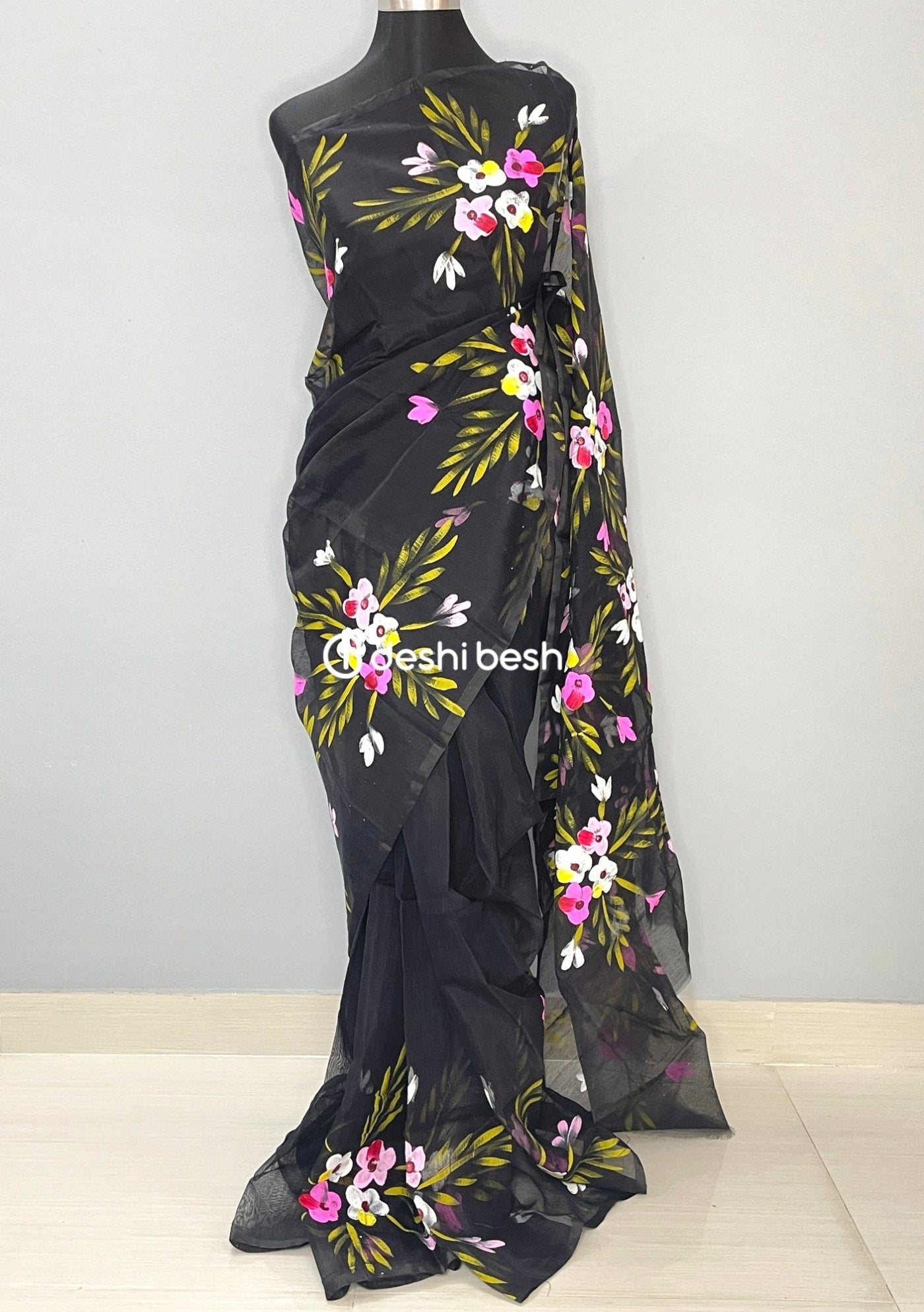 Hand Painted Mixed Cotton Saree - db26037