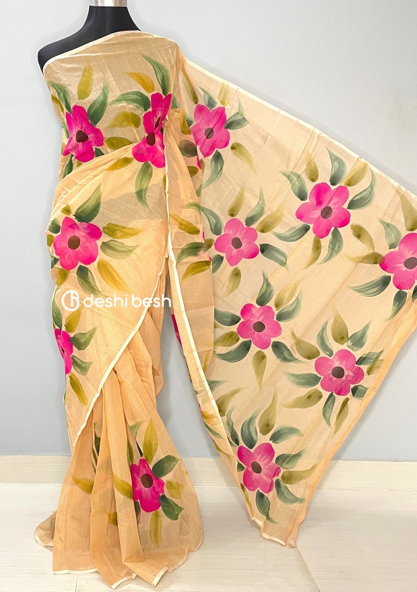 Hand Painted Mixed Cotton Saree - db26036