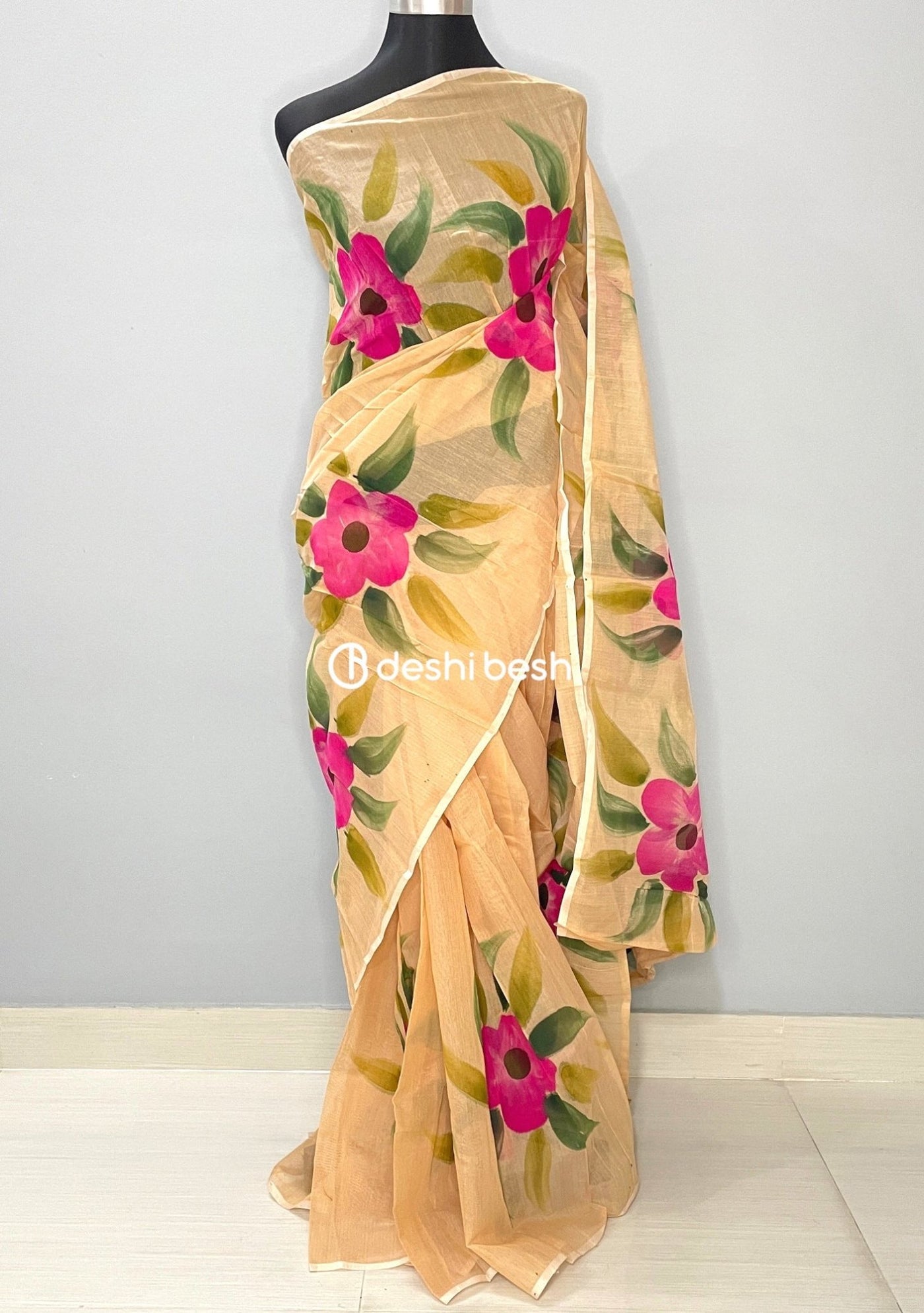 Hand Painted Mixed Cotton Saree - db26036