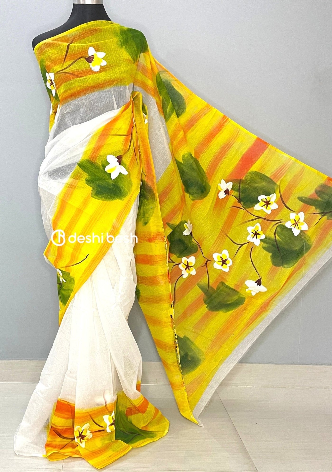 Hand Painted Mixed Cotton Saree - db26043