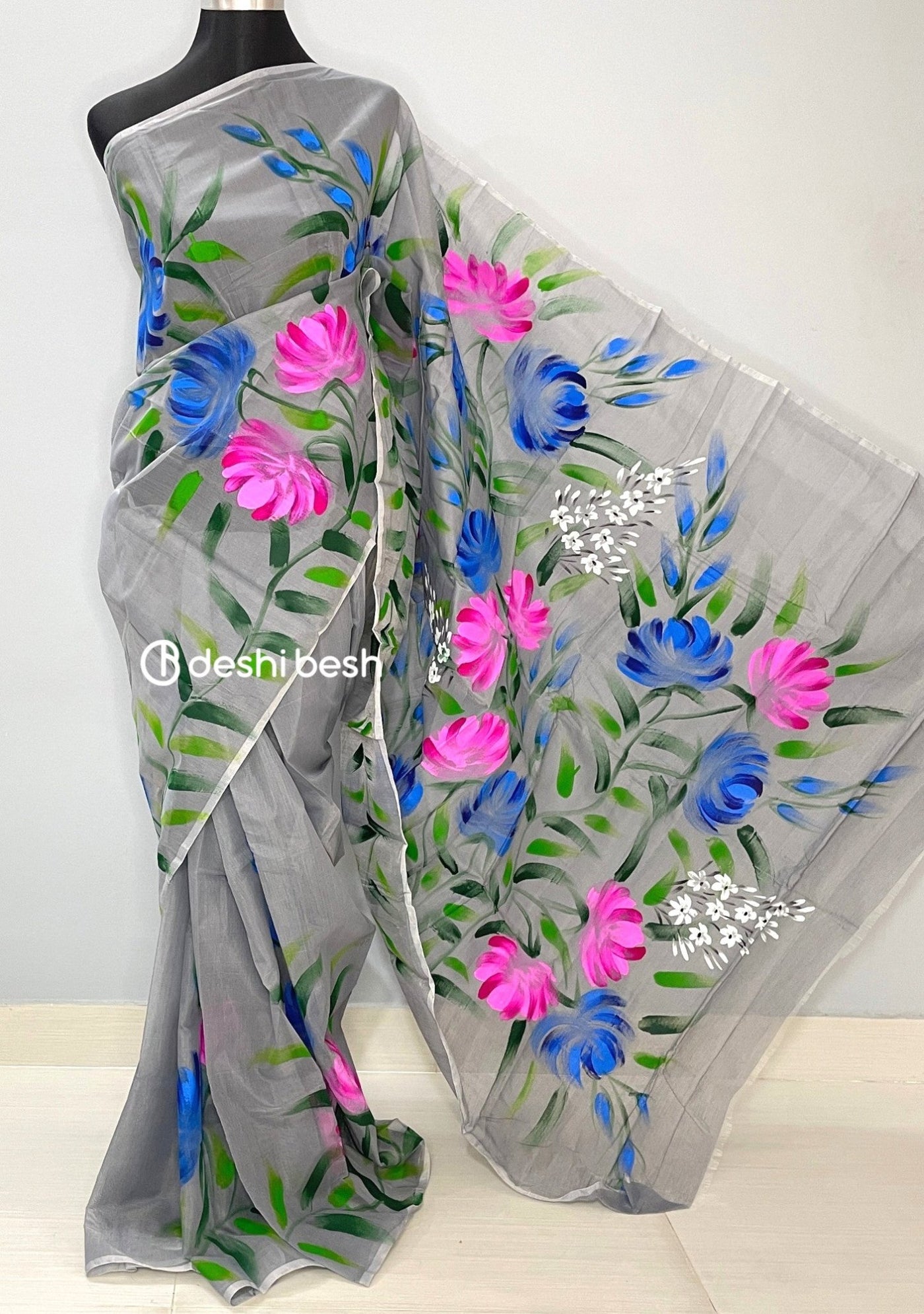 Hand Painted Mixed Cotton Saree - db26040