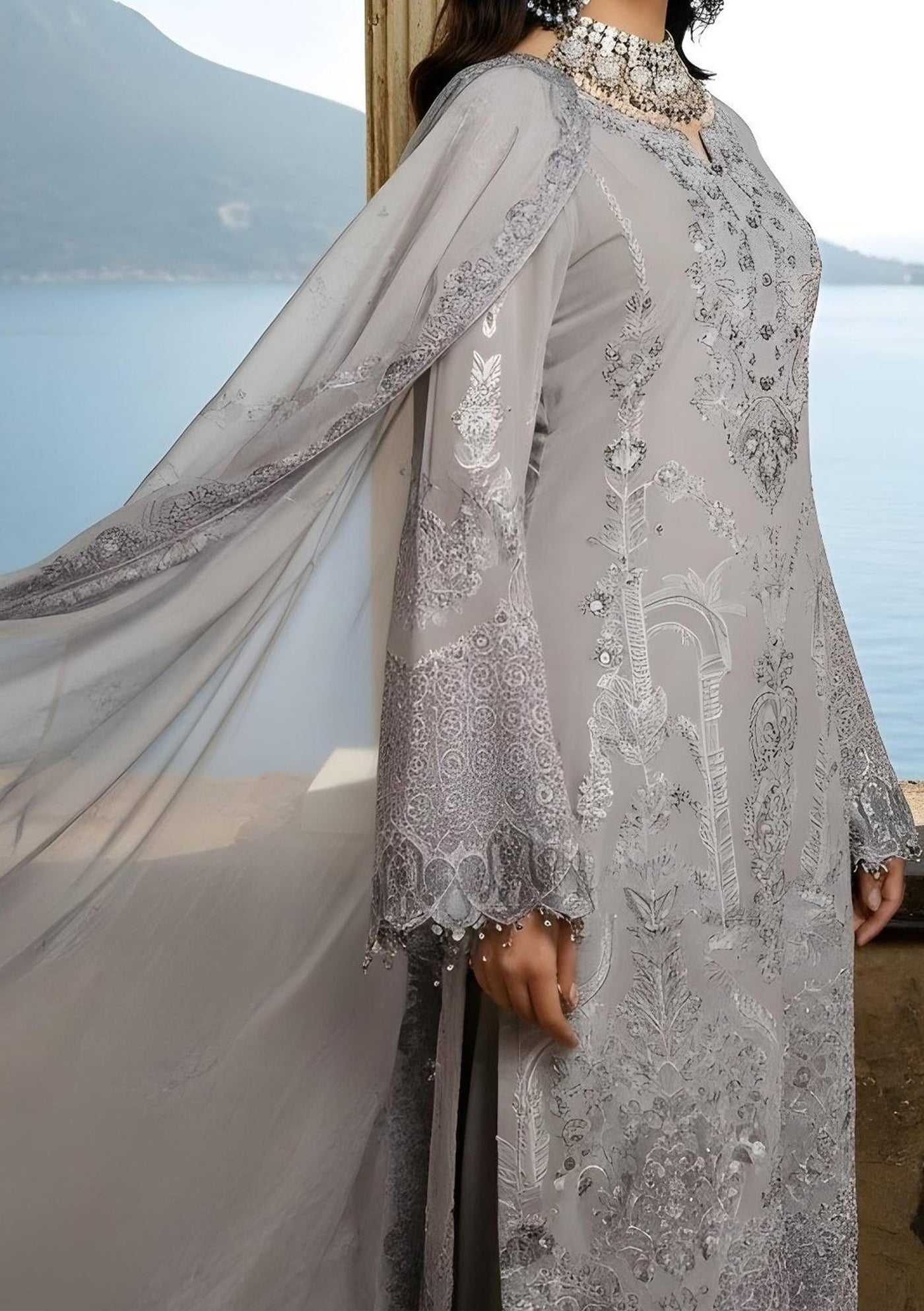 Imrozia Mehr e Mah Pakistani Luxury Chiffon Dress - db30346