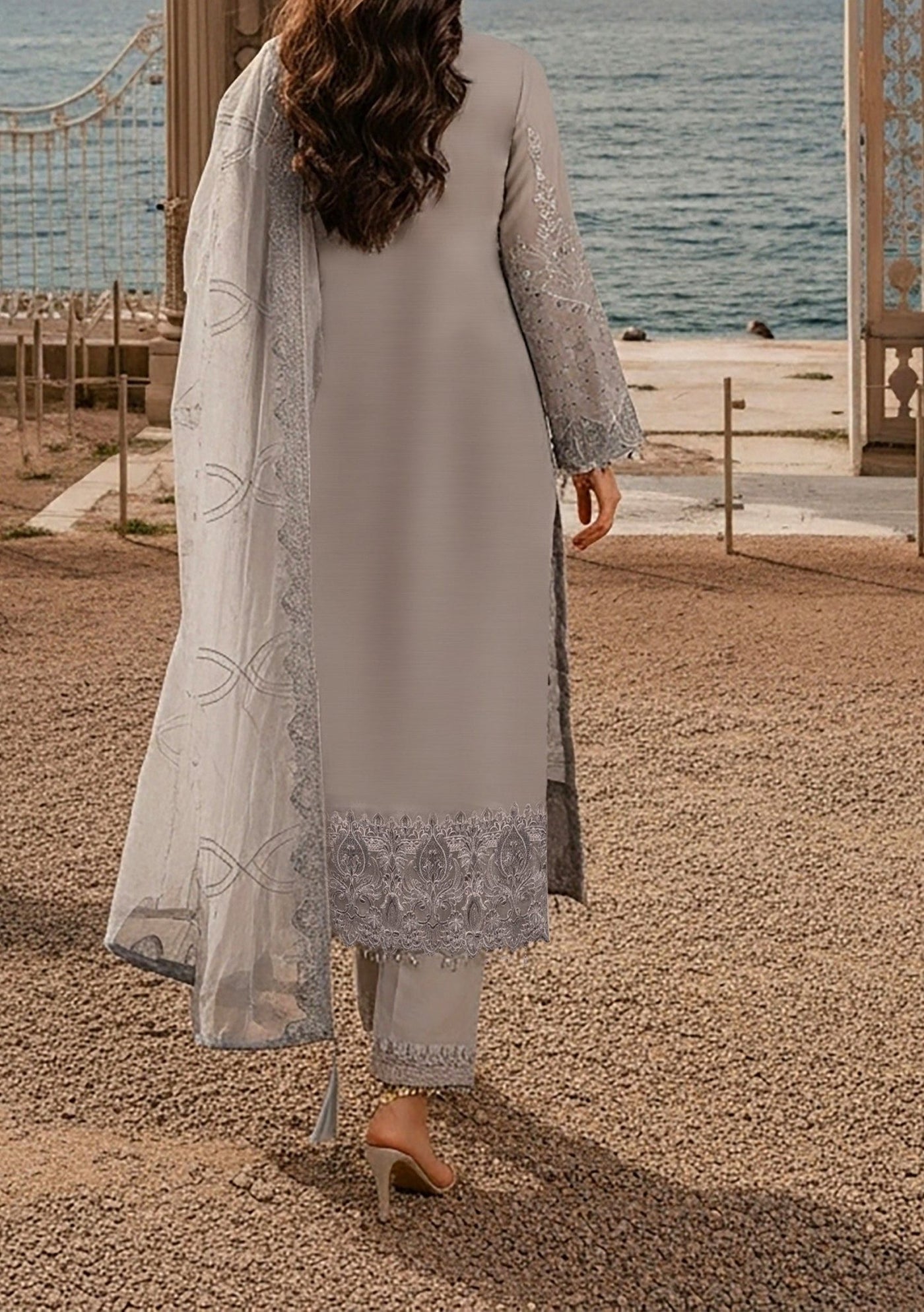Imrozia Mehr e Mah Pakistani Luxury Chiffon Dress - db30346