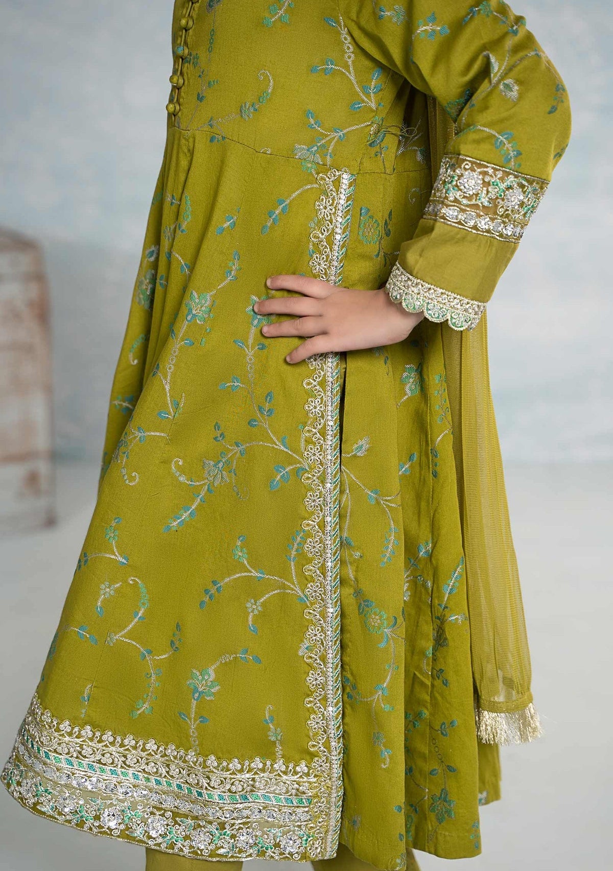 Maria.B Girl's Embroidered Jacquard Salwar Suit - db25944