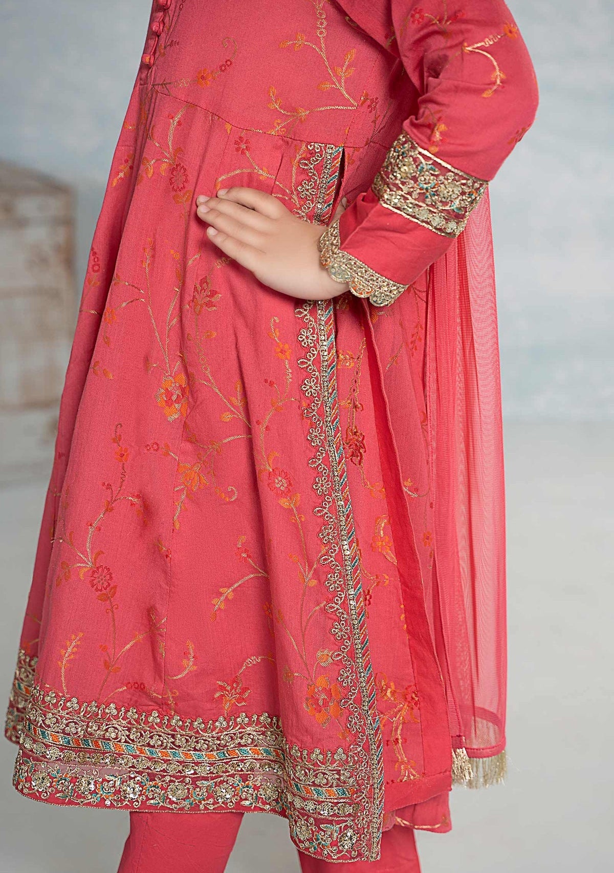 Maria.B Girl's Embroidered Jacquard Salwar Suit - db25945