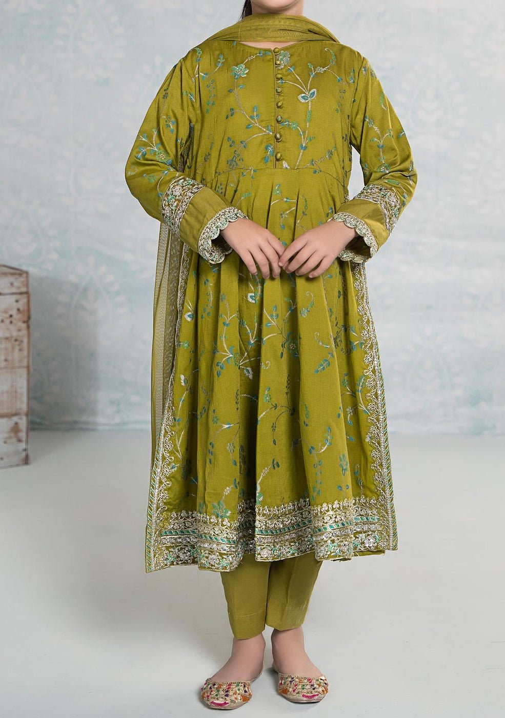 Maria.B Girl's Embroidered Jacquard Salwar Suit - db25944