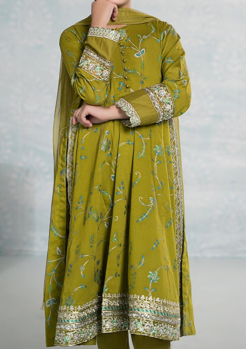 Maria.B Girl's Embroidered Jacquard Salwar Suit - db25944