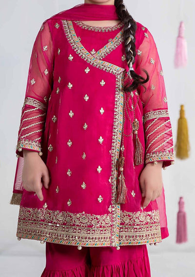 Maria.B Girl's Embroidered Organza Sharara Suit - db26583