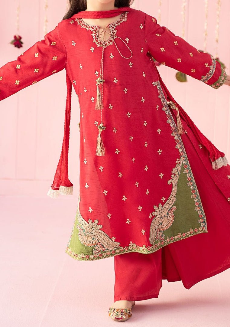 Maria.B Girl's Embroidered Raw Silk Palazzo Suit - db25948