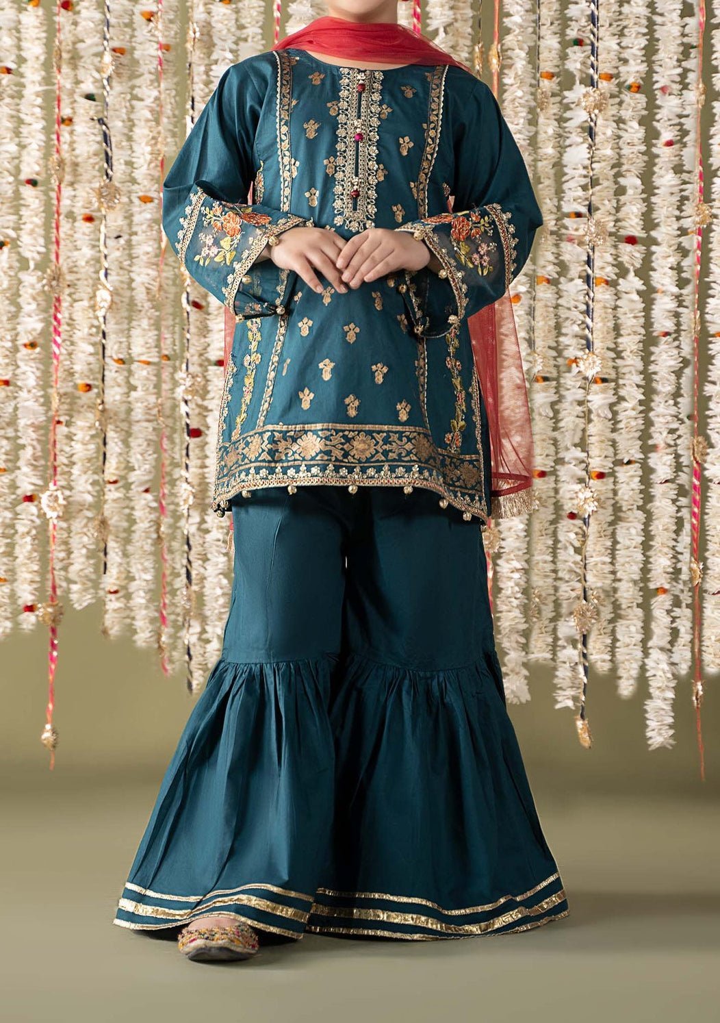 Maria.B Girl's Embroidered Sharara Suit - db28834