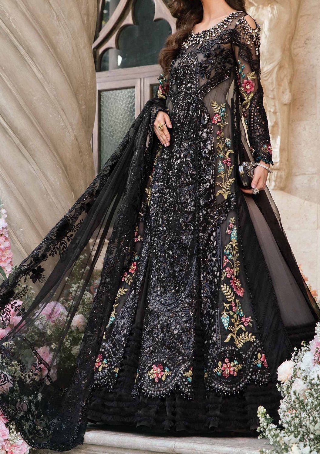 Maria.B Mbroidered Pakistani Organza Anarkali - db26290