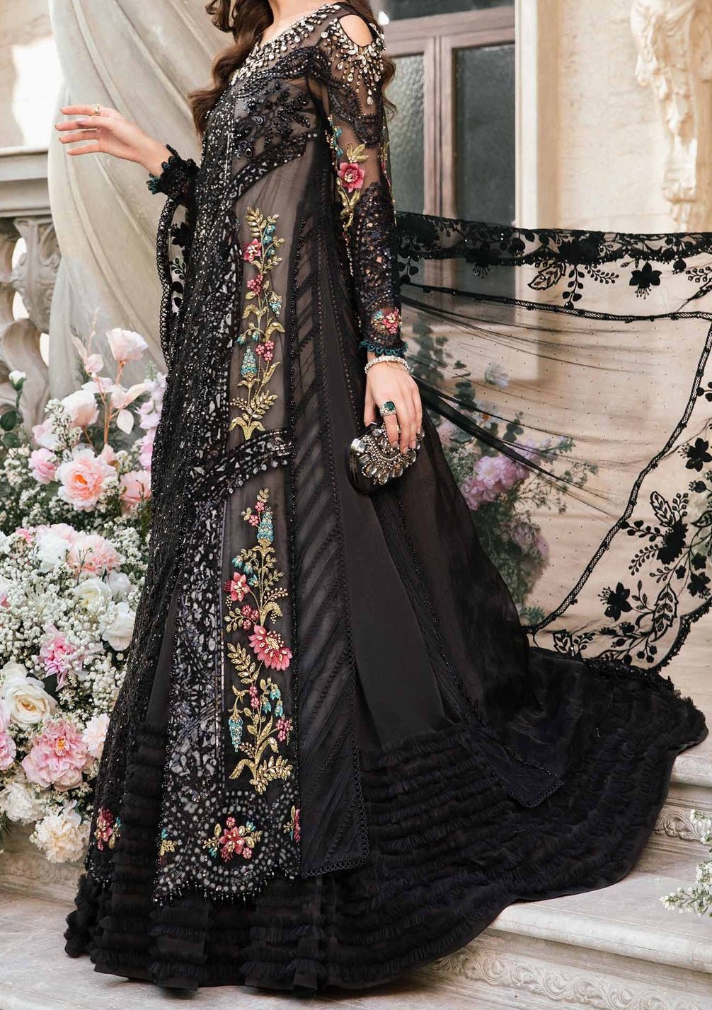 Maria.B Mbroidered Pakistani Organza Anarkali - db26290