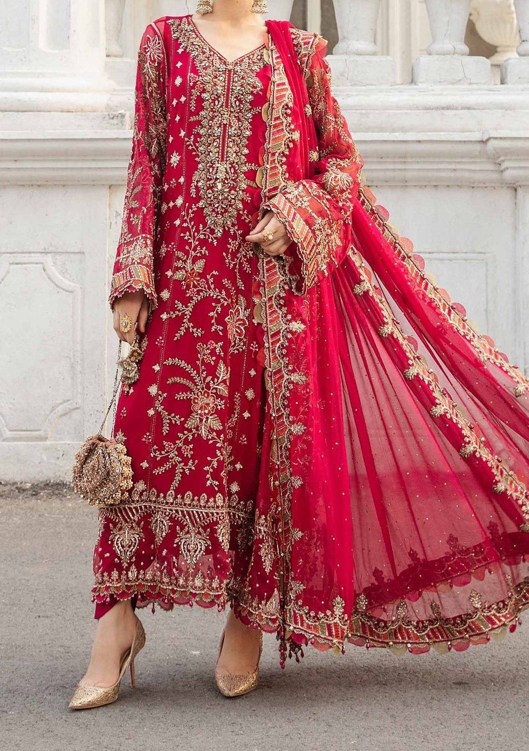Maria.B Pakistani Luxury Embroidered Chiffon Dress - db28643