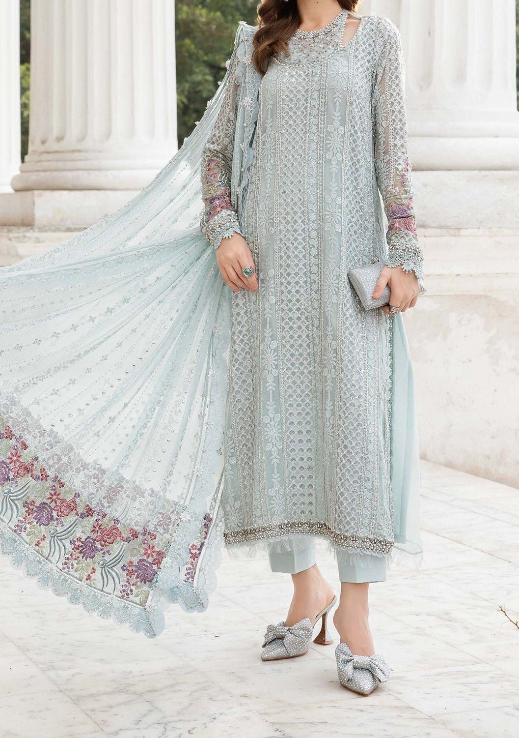 Maria.B Pakistani Luxury Embroidered Chiffon Dress - db28637