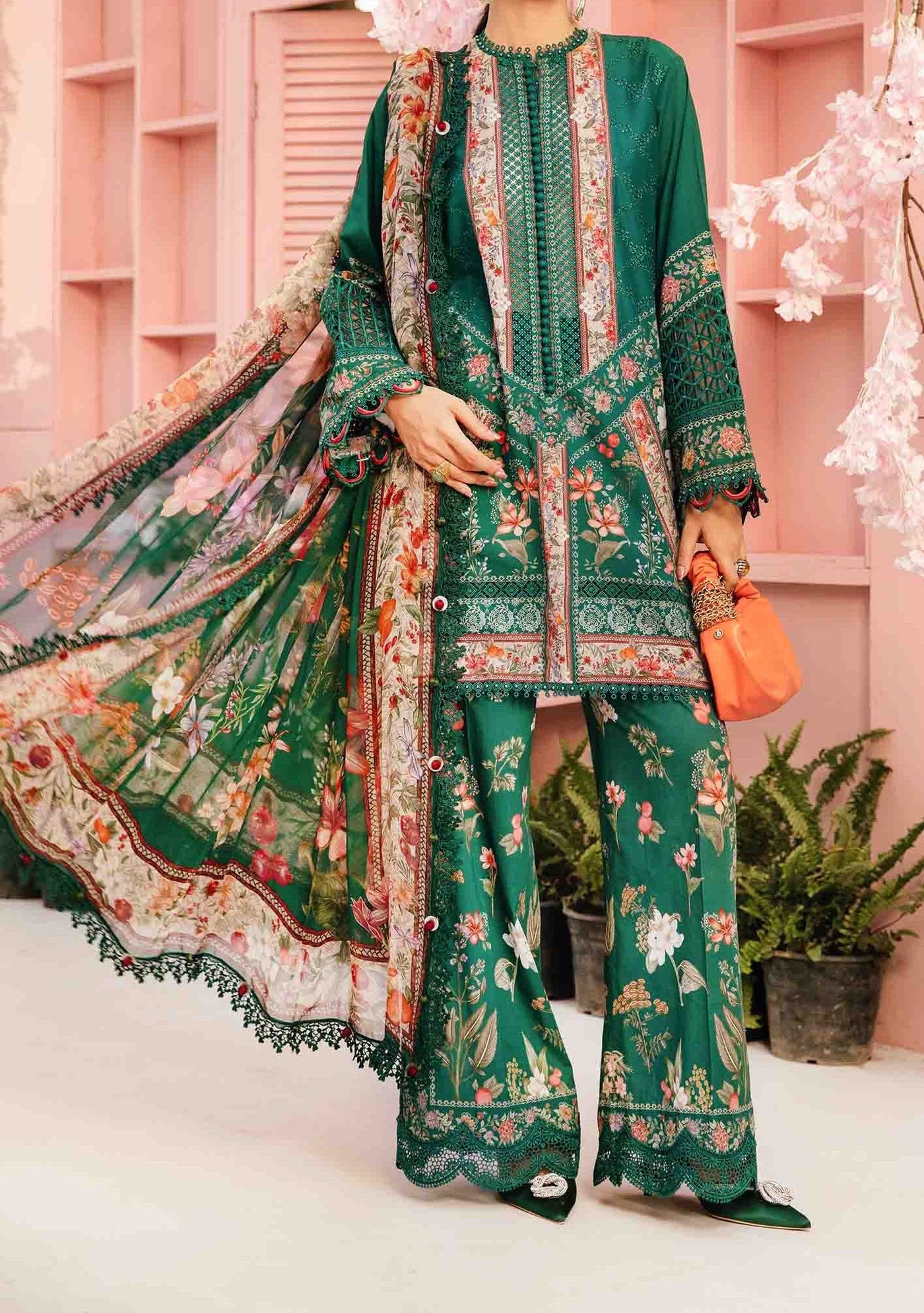 Maria.B Pakistani Luxury Embroidered Lawn Suit - db29452