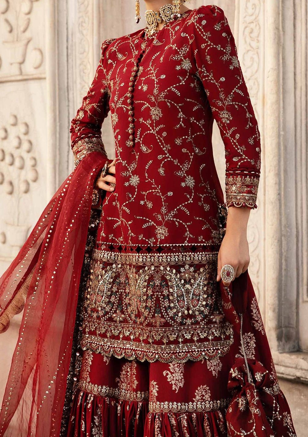 Maria.B Pakistani Luxury Embroidered Sharara Dress - db27236