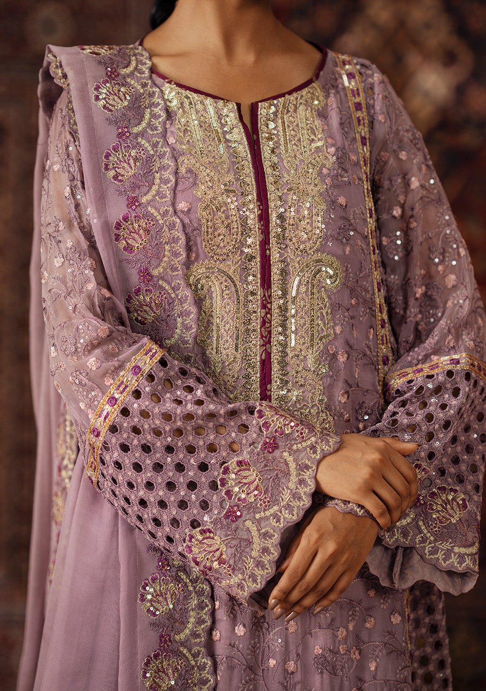 Maryum N Maria Azal Embroidered Chiffon Dress - db302671