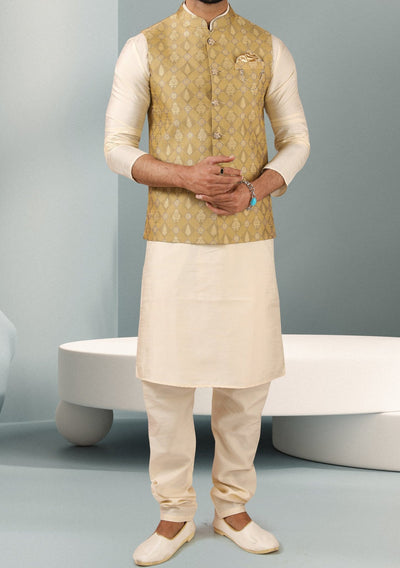 Men's Party Wear Kurta Pajama With Waistcoat - db25773